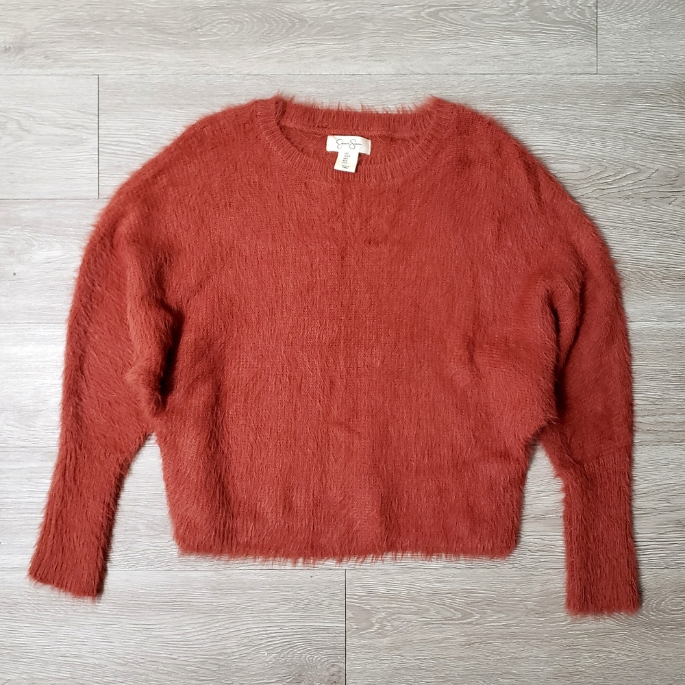 Jessica Simpson size Small soft furry orange dolman sleeve sweater knit Fall